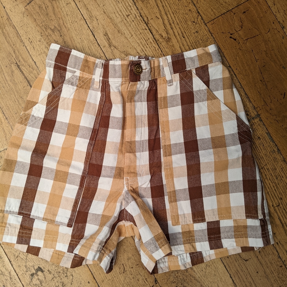 Big Bud Press Green & Blue Gingham High-Waist Shorts